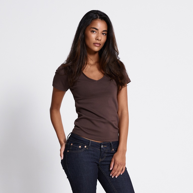 V-neck baby tee "Engla" Brown